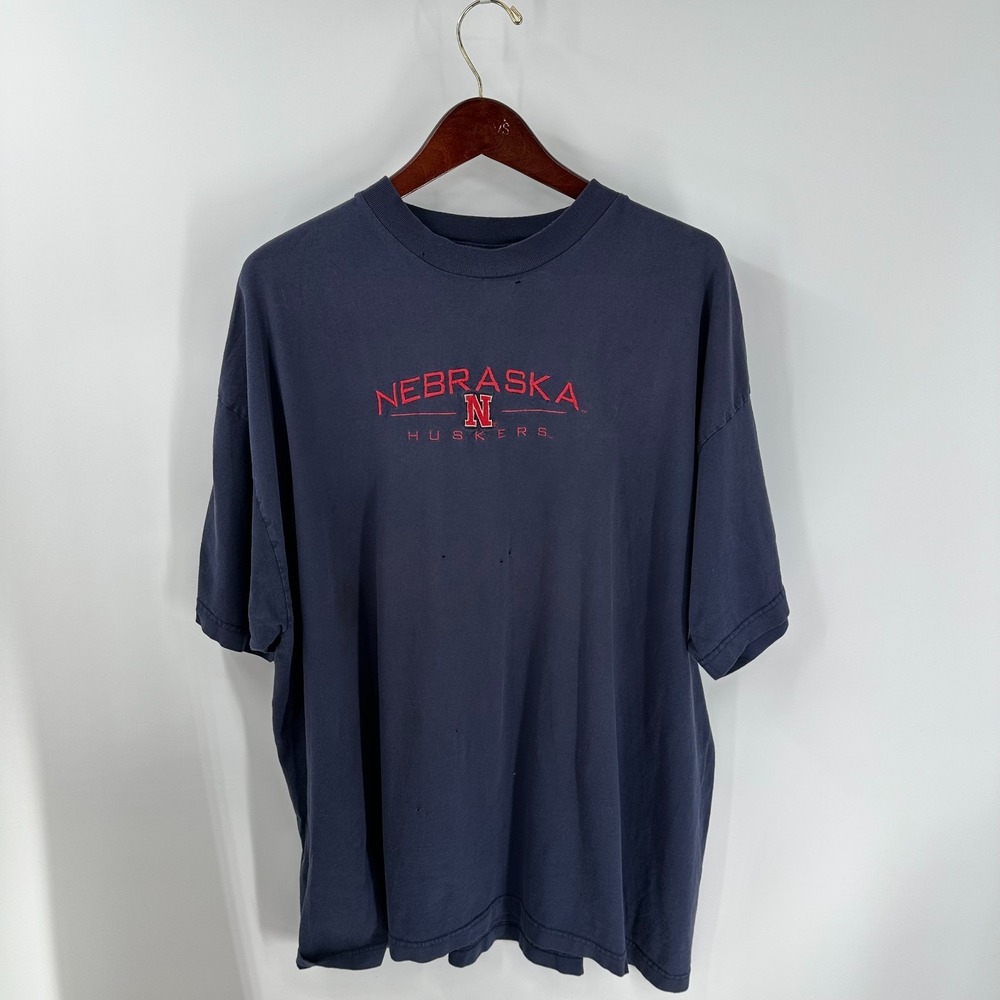 VTG 90s Nebraska Huskers NCAA Briar Creek‎ Sportswear Mens T-Shirt Blue Sz 2XL